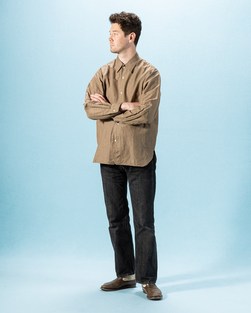 Senui Inside Pockets Shirt - Russet Italian Mixed Woven Cloth - Standard & Strange