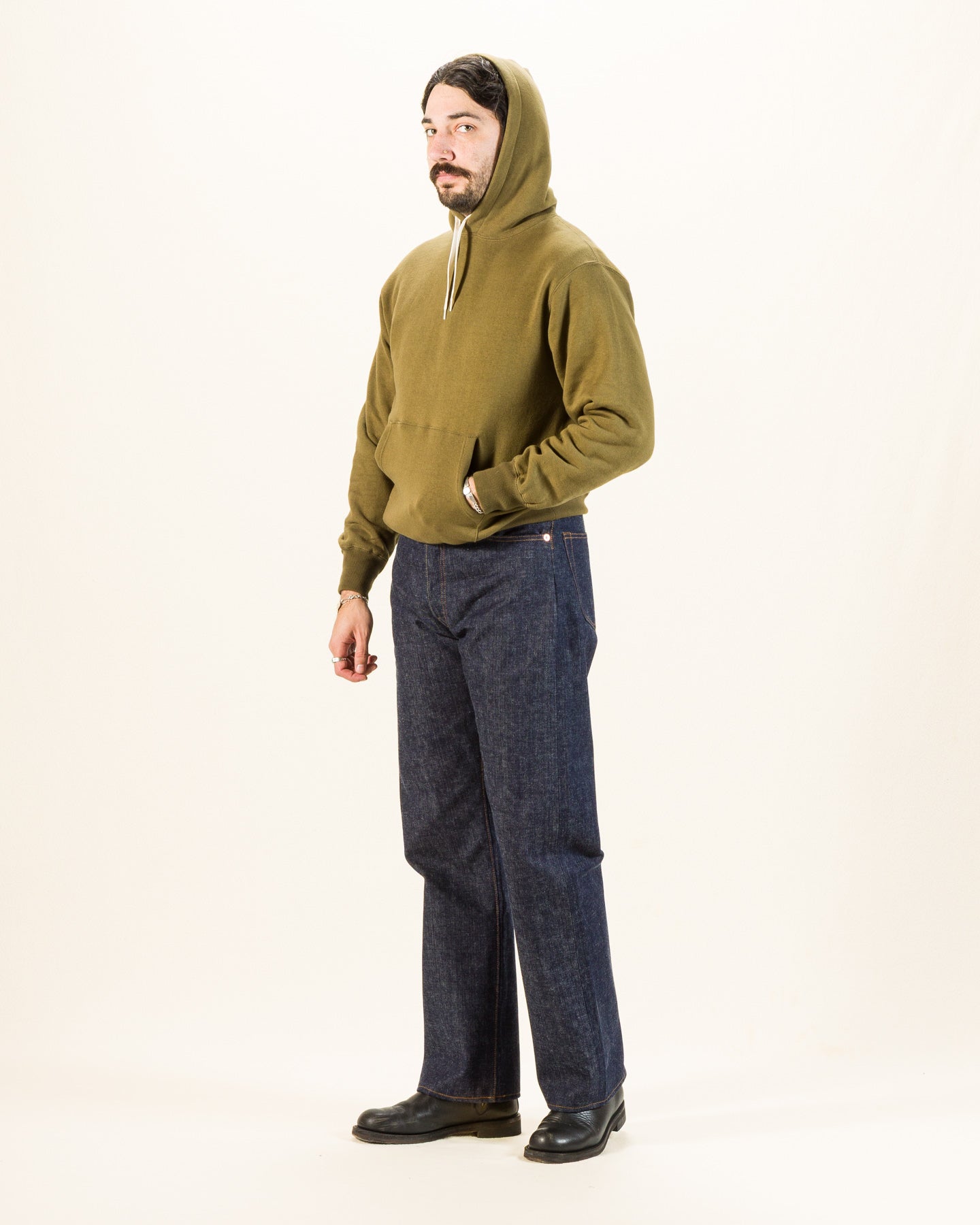 The Real McCoy's 10 oz Loopwheel Hooded Sweatshirt - Olive - Standard & Strange