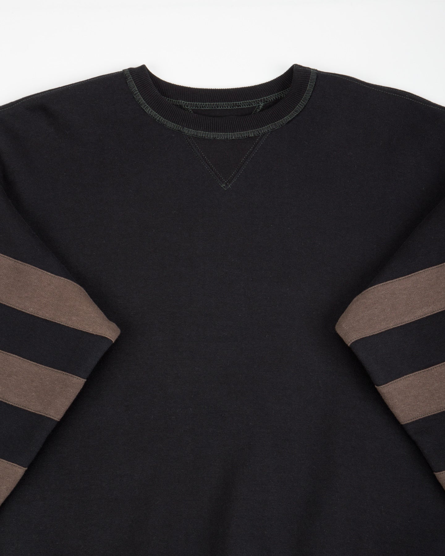The Real McCoy's Buco Striped-Sleeve Sweatshirt - Black/Charcoal - Standard & Strange