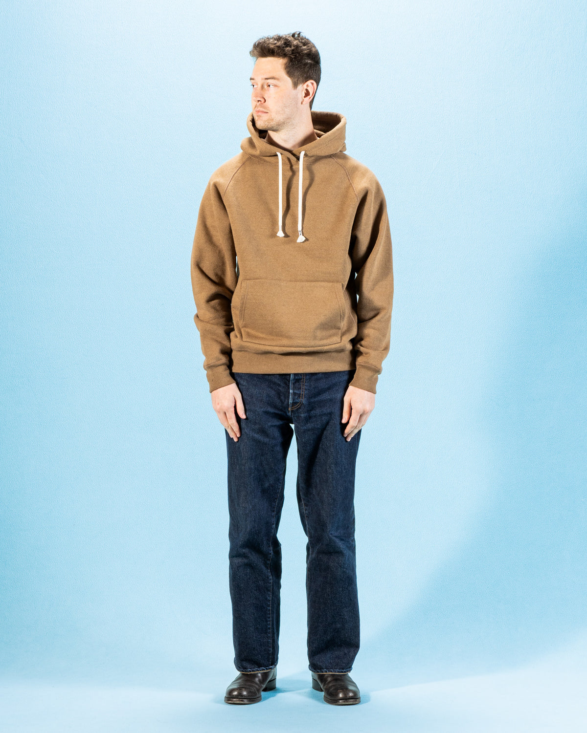 Wonder Looper Foxfibre® Double Heavyweight French Terry Pullover Hoodie - Iron Mordant Coyote 80 - Standard & Strange