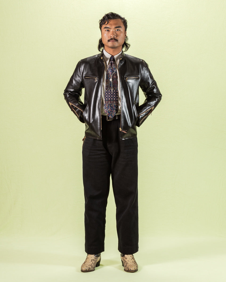 Y'2 Leather Lightweight Vintage Horsehide Single Riders Jacket (PR-64) - Black - Standard & Strange
