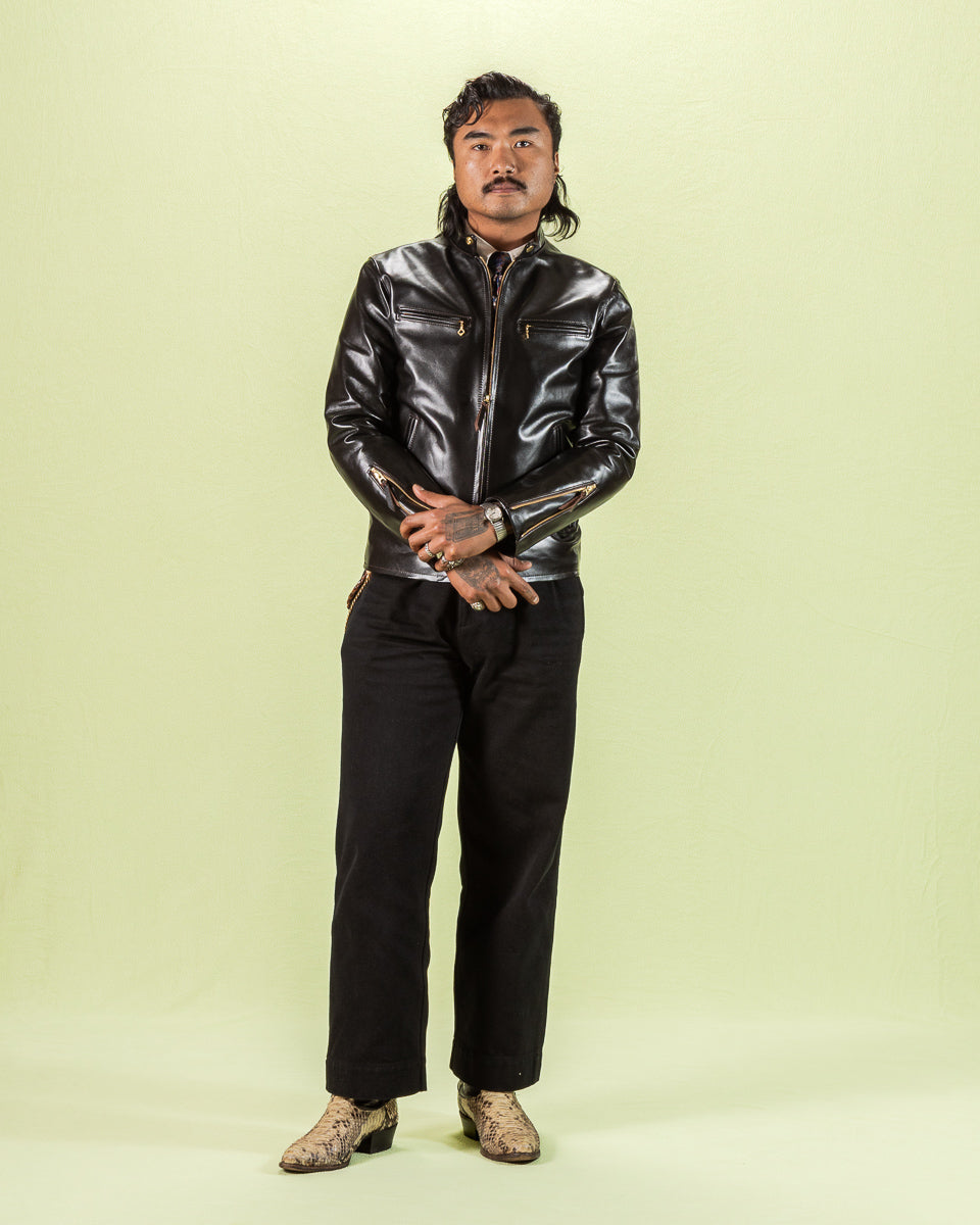 Y'2 Leather Lightweight Vintage Horsehide Single Riders Jacket (PR-64) - Black - Standard & Strange