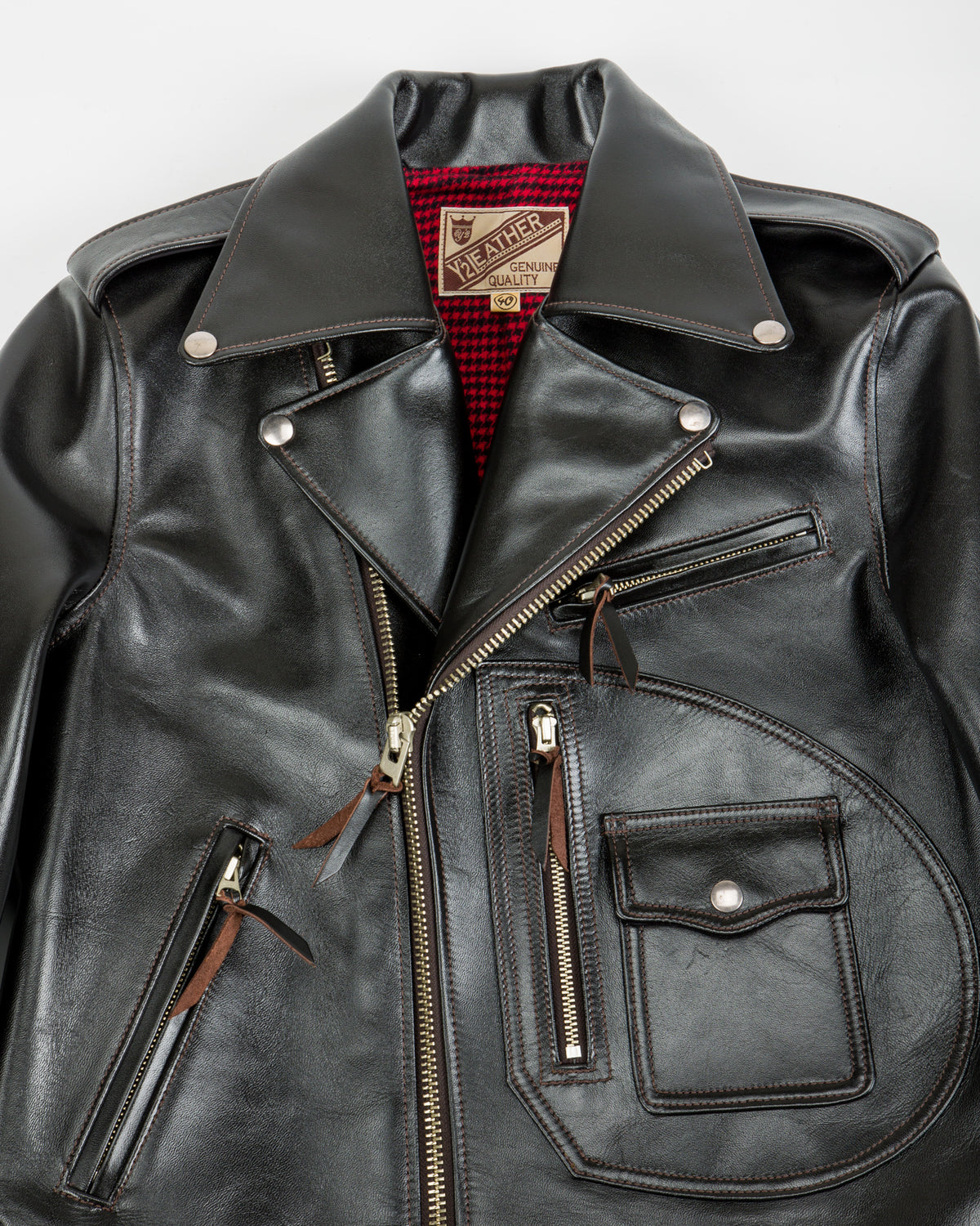 Y'2 Leather Vintage Horse D-Pocket Double Riders Jacket (HR-55) - Black - Standard & Strange