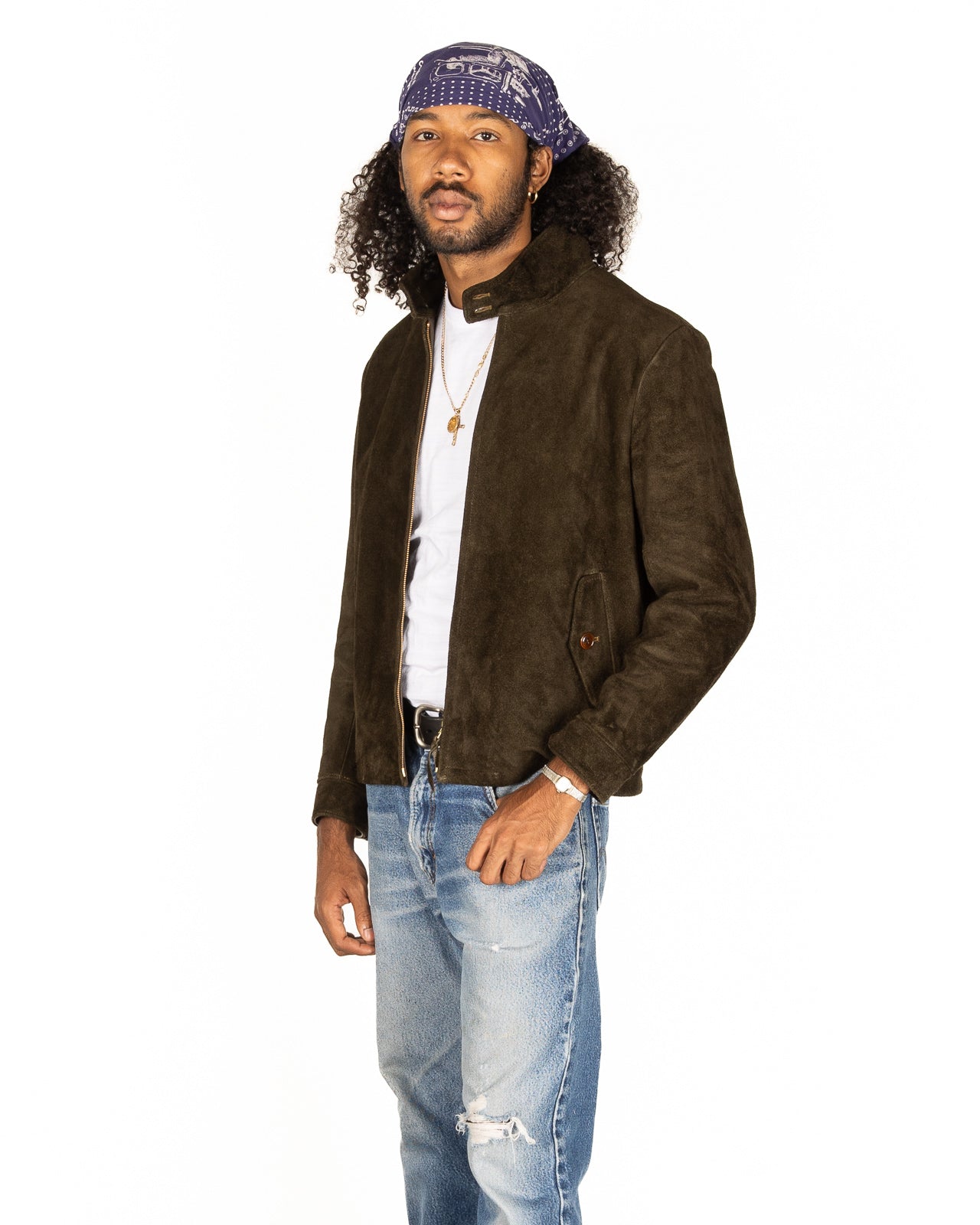 Y'2 Leather Steer Suede Swing Top Jacket - Olive (TB-148) - Standard & Strange