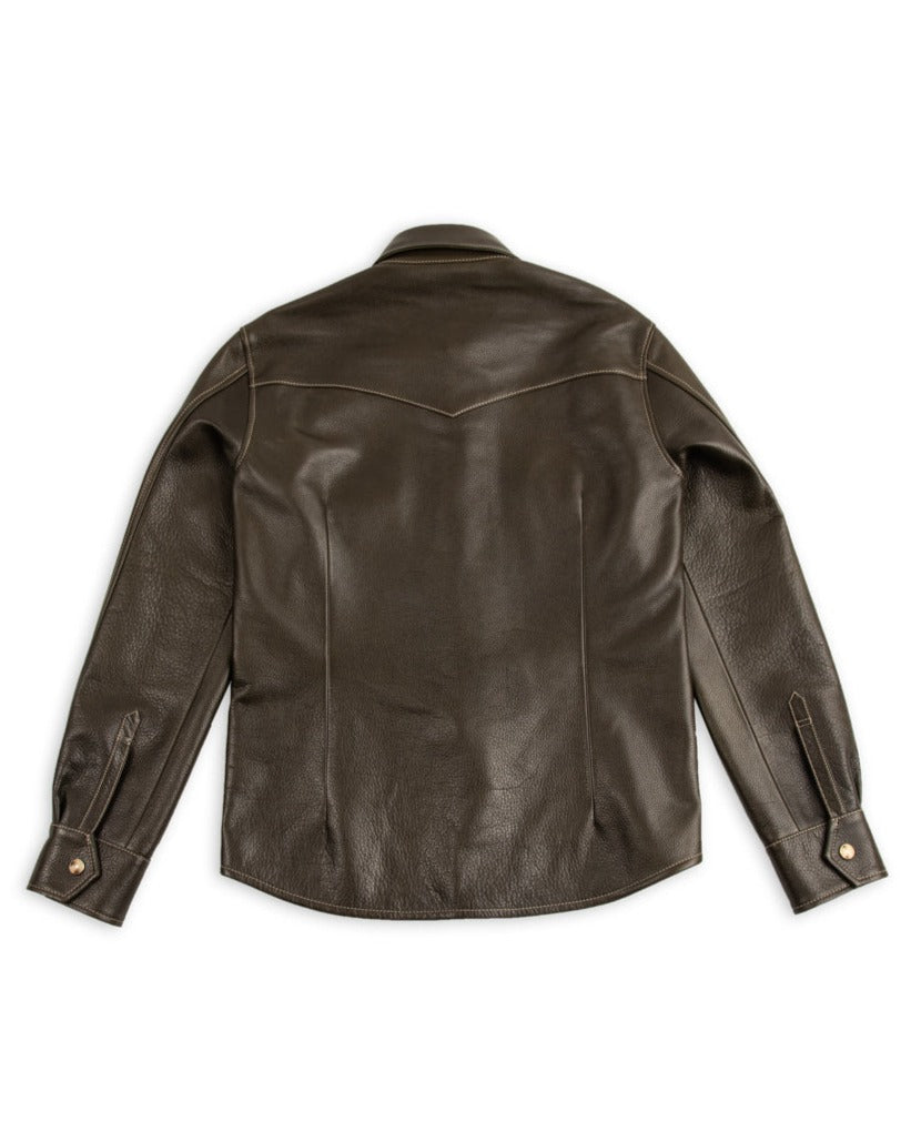 Y'2 Leather Steer Oil Western Shirt - Olive (SS-13) - Standard & Strange