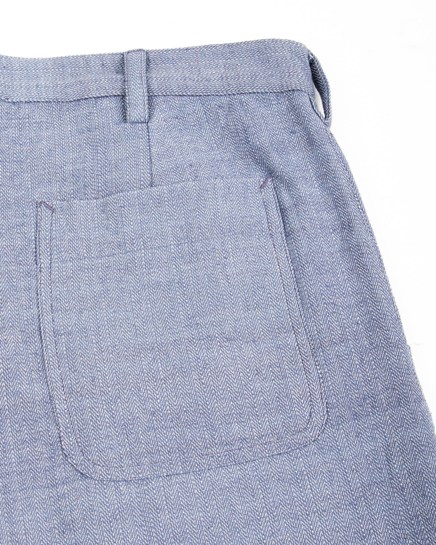 Isaac Pant - Handwoven French Blue/Indigo Military Herringbone