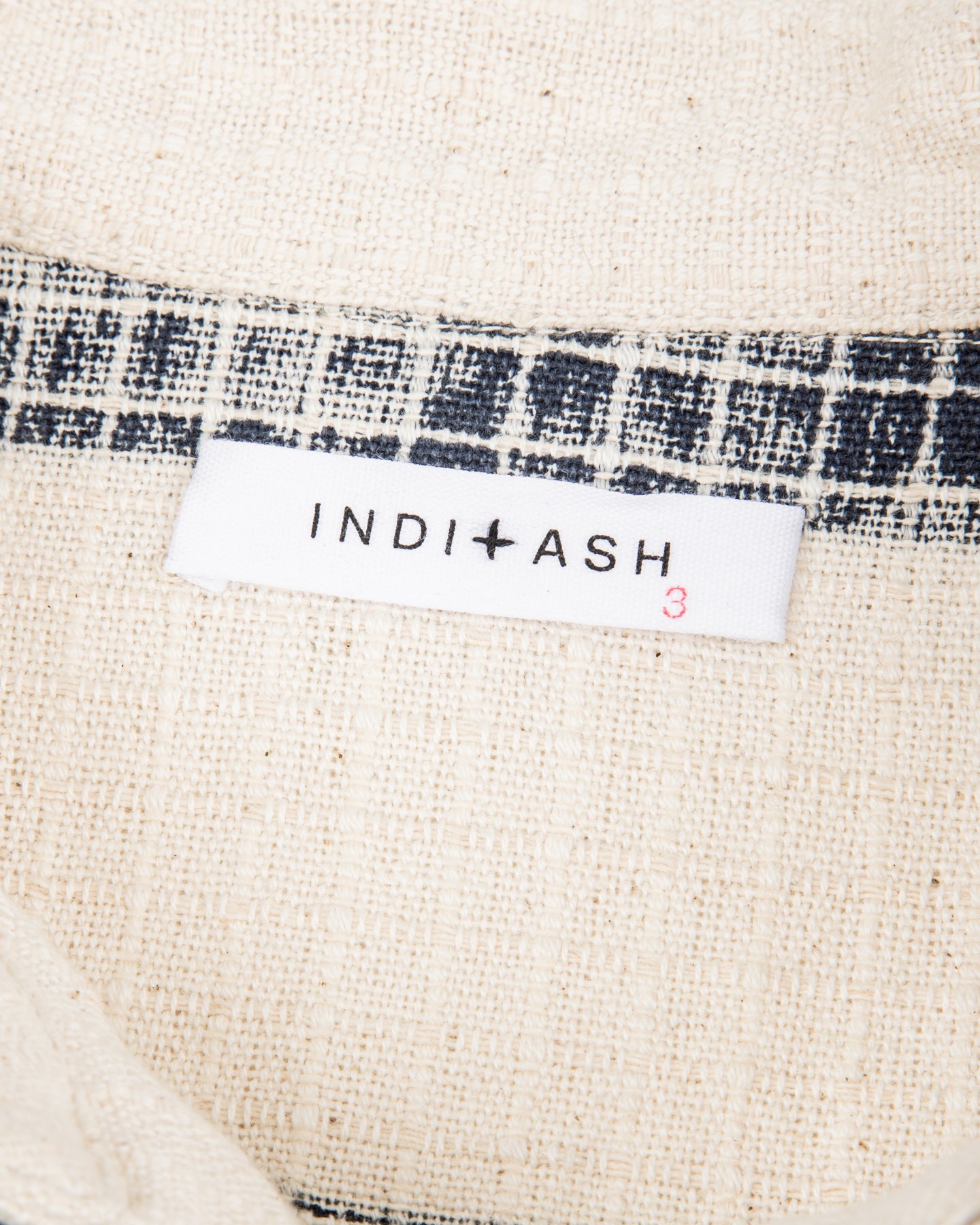 Rugby Shirt - Handwoven Natural/Indigo Ripstop Black Print Stripe