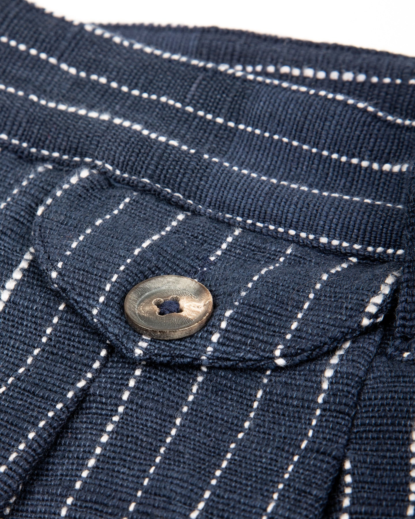 Shakoor Pant - Handwoven Dark Indigo/Ecru Ticking Stripe