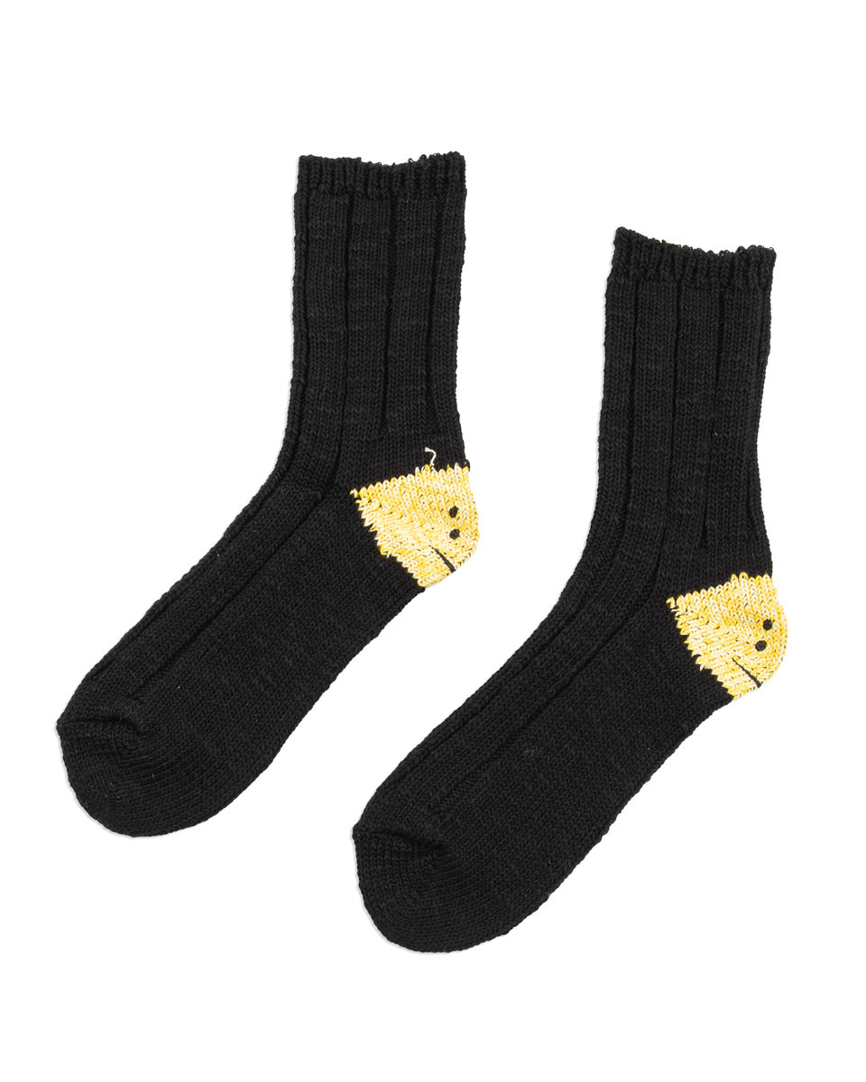 Kapital 56 Yarns MA-1 RAINBOWY HAPPY HEEL Socks - Black - Standard & Strange