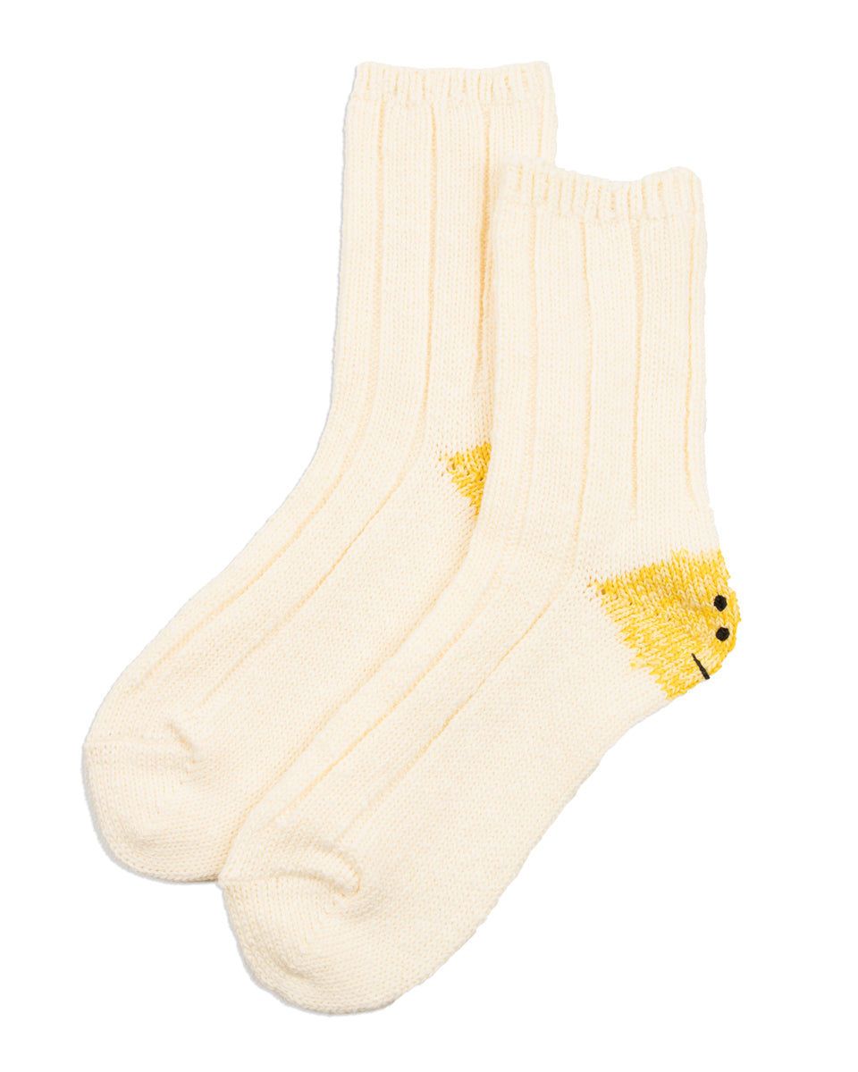 Kapital 56 Yarns MA-1 RAINBOWY HAPPY HEEL Socks - White - Standard & Strange