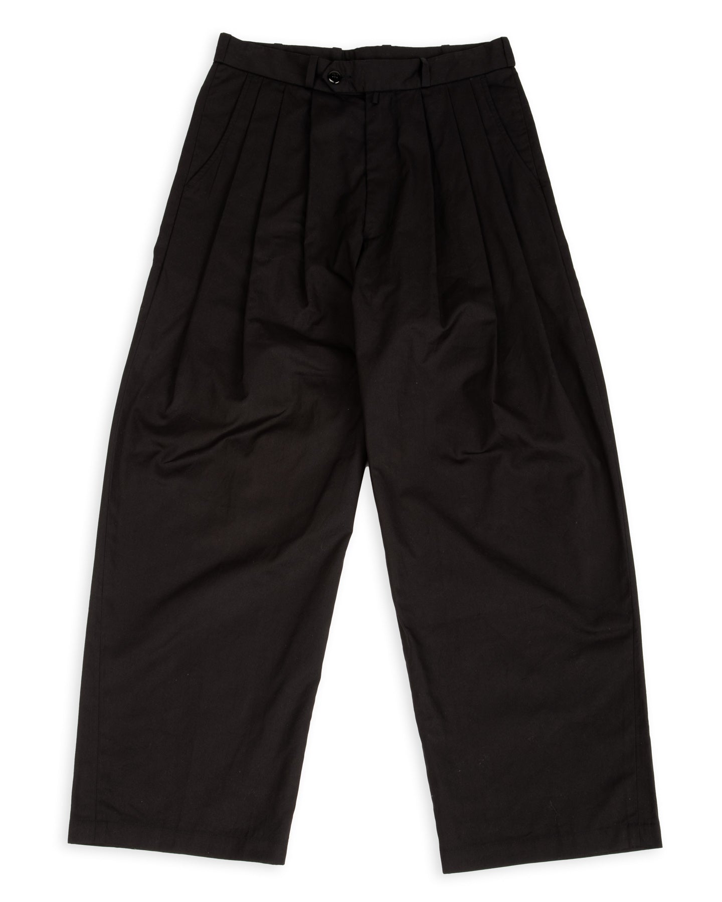 Monitaly Triple Tuck Wide Pants - Black Vancloth Oxford - Standard & Strange
