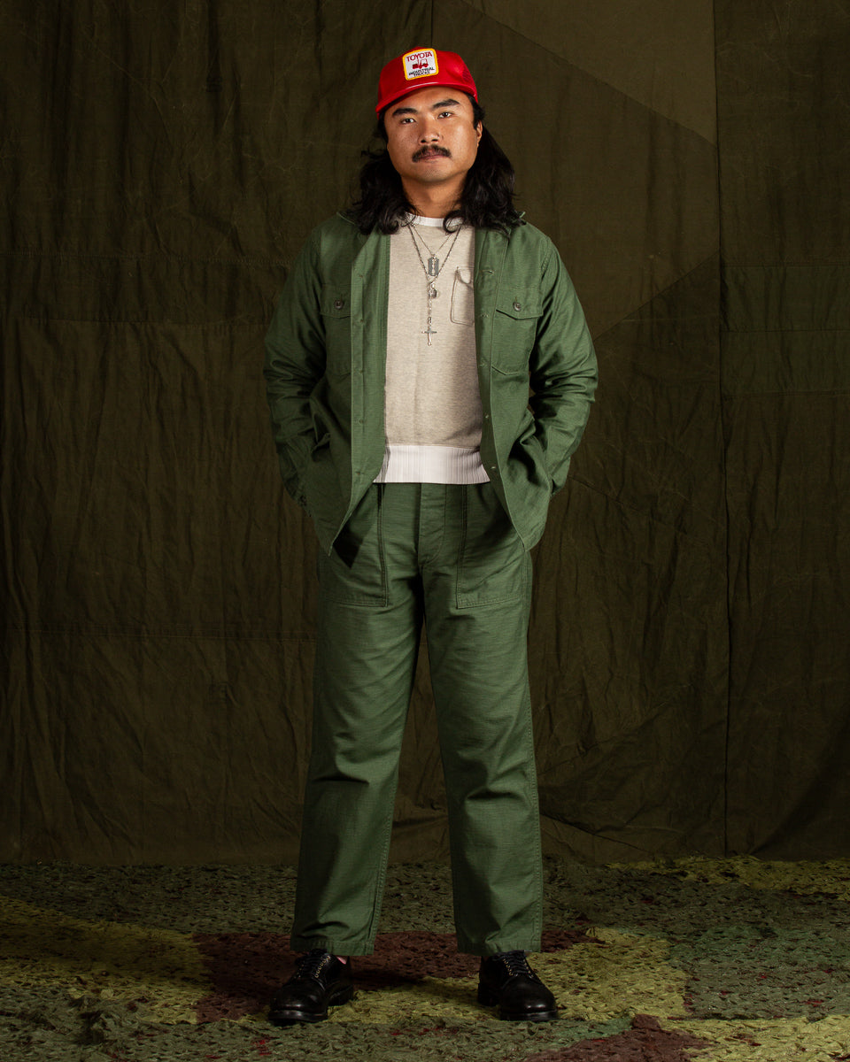 OrSlow Fatigue Pants - Regular Fit - Olive Reverse Sateen - Standard & Strange