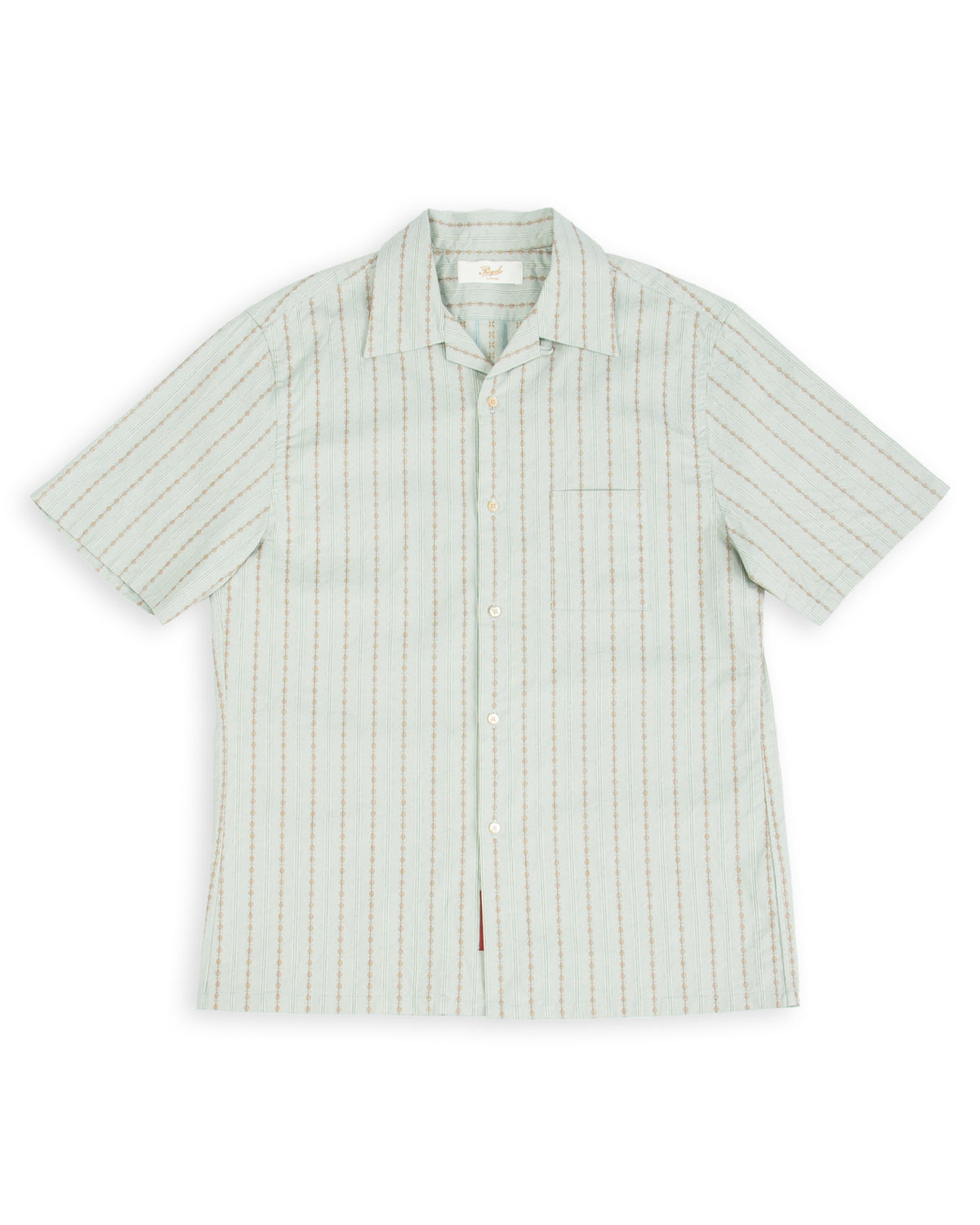 Prequel S&S x Prequel Short Open Collar Shirt - Blue Double Woven Dobby Stripe - Standard & Strange