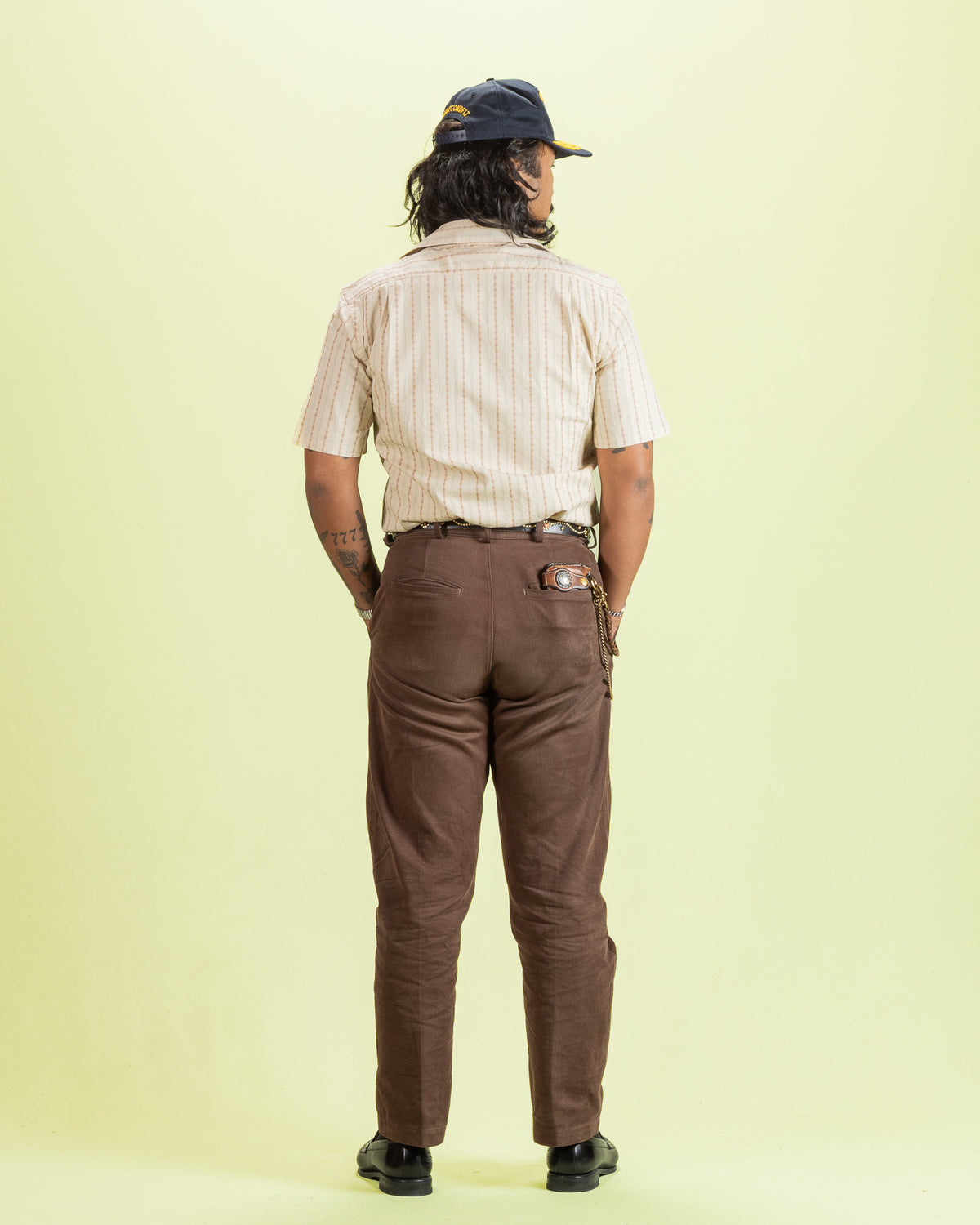 Prequel S&S x Prequel Short Open Collar Shirt - Beige Double Woven Dobby Stripe - Standard & Strange