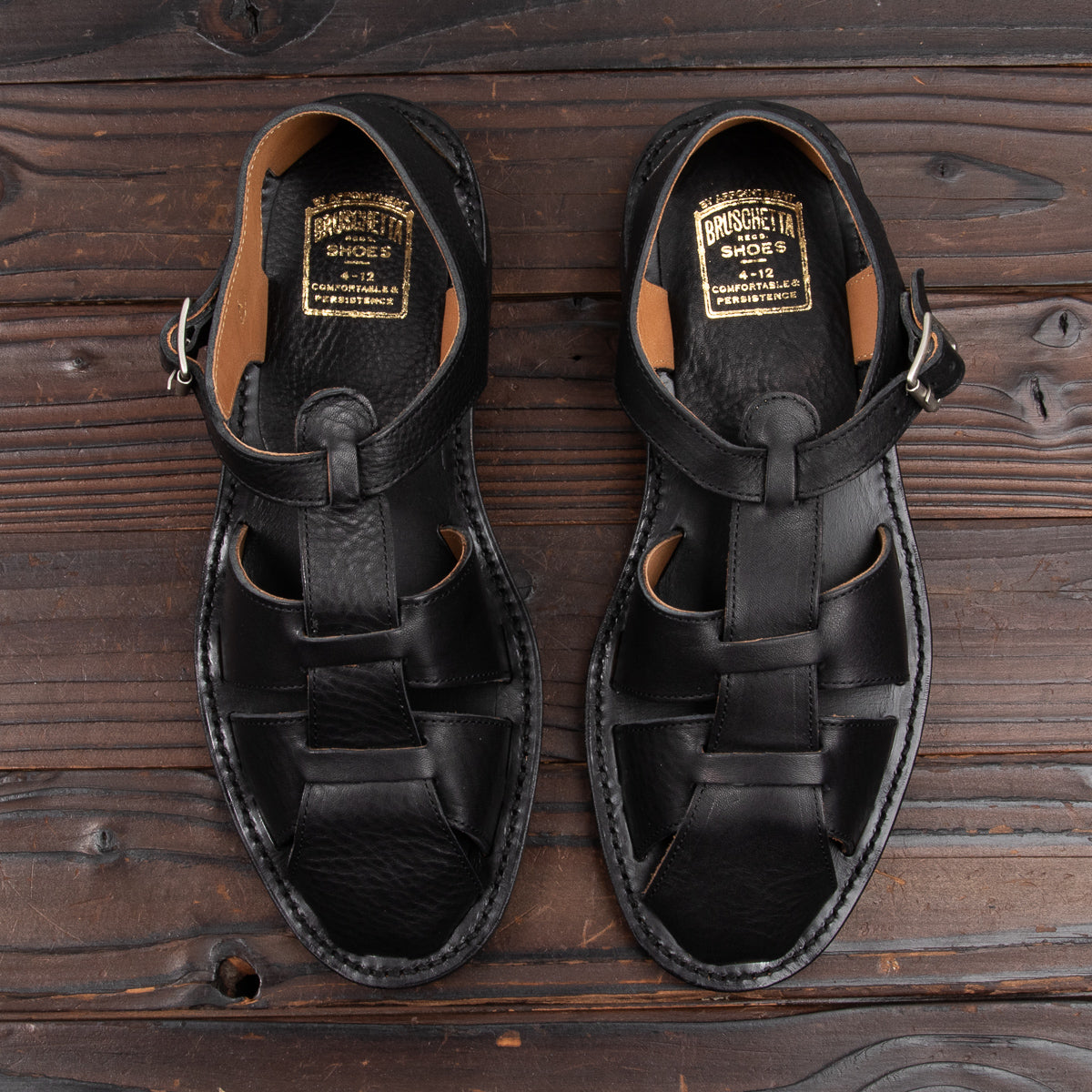 Bruschetta Shoes Orleans Sandal - Black Vachetta Leather - Standard & Strange