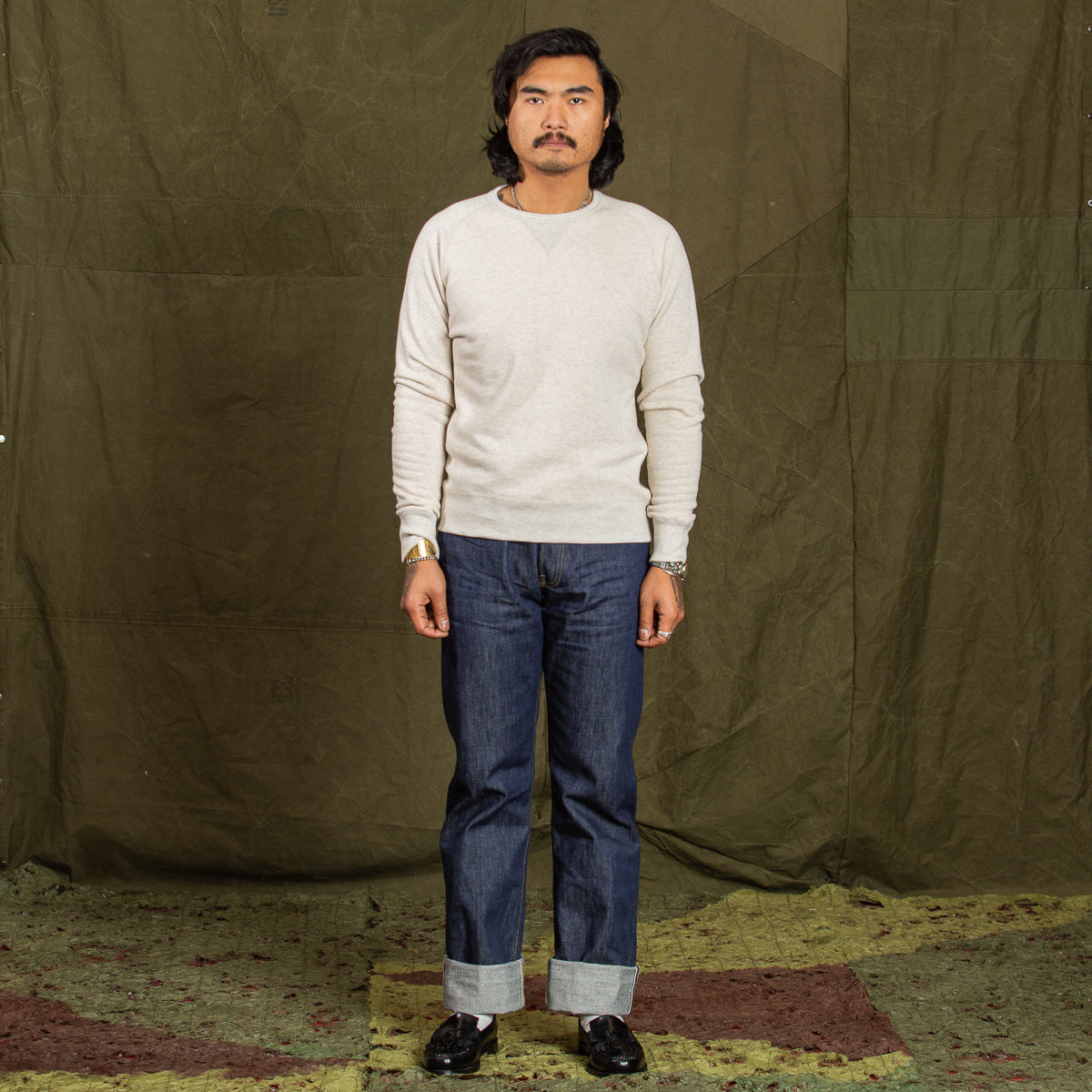 Standard & Strange Wakayama Special Loopwheel Raglan Crewneck Sweatshirt - Heather Gray - Standard & Strange