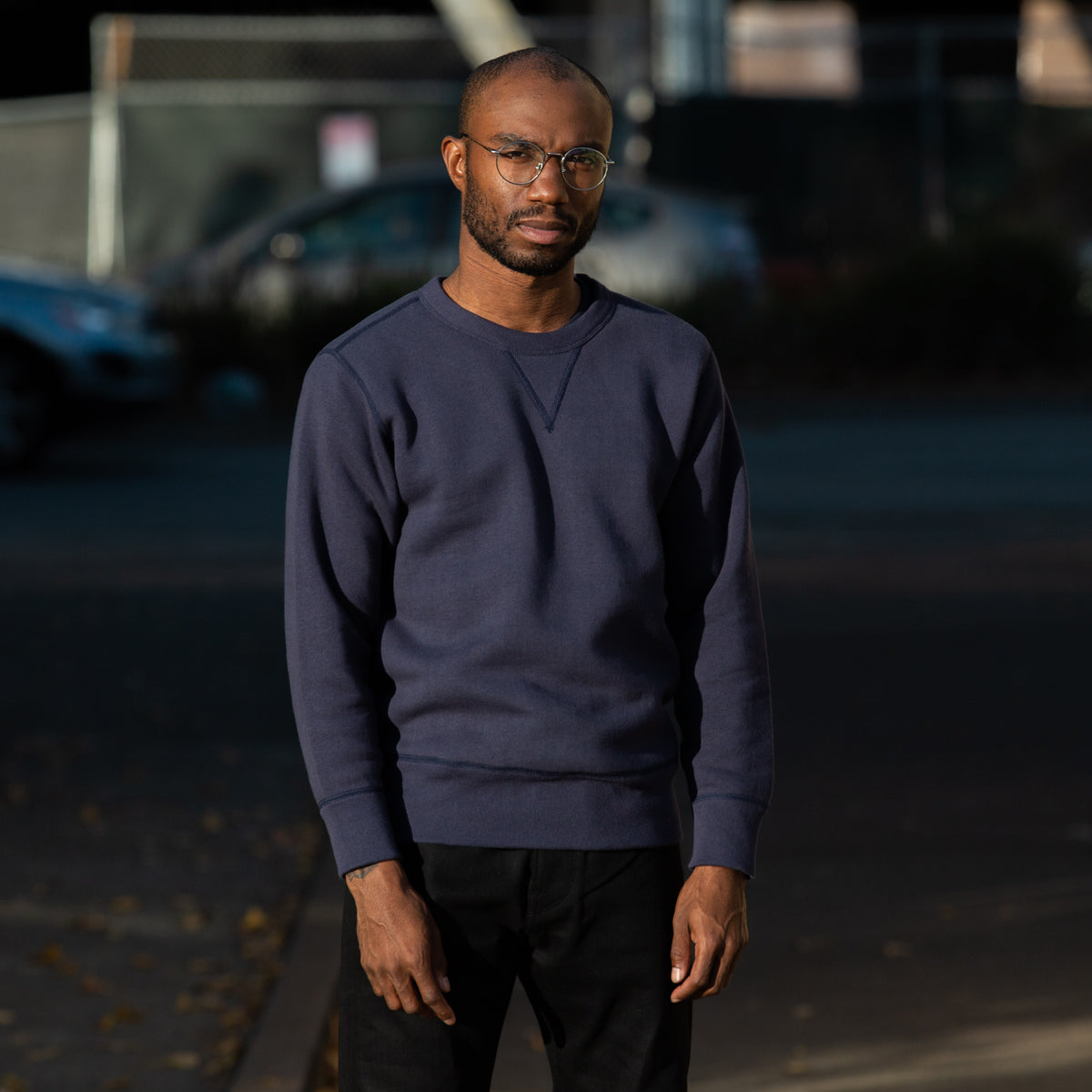 The Real McCoy's Loopwheel Crewneck Sweatshirt - Navy - Standard & Strange