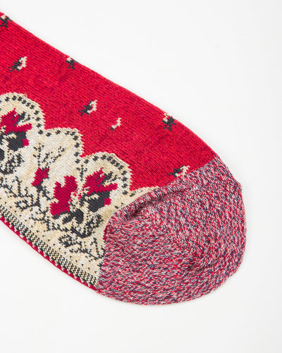 Kapital 144 Yarns Rockwell Bandanna Socks - Red - Standard & Strange
