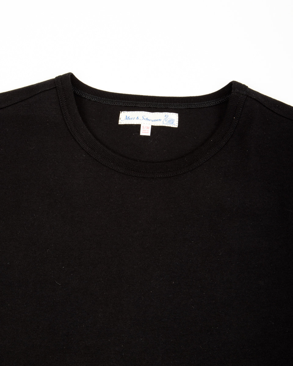 Merz b. Schwanen 2M15C Cropped Vintage Machine Jersey T-Shirt - Deep Black - Standard & Strange