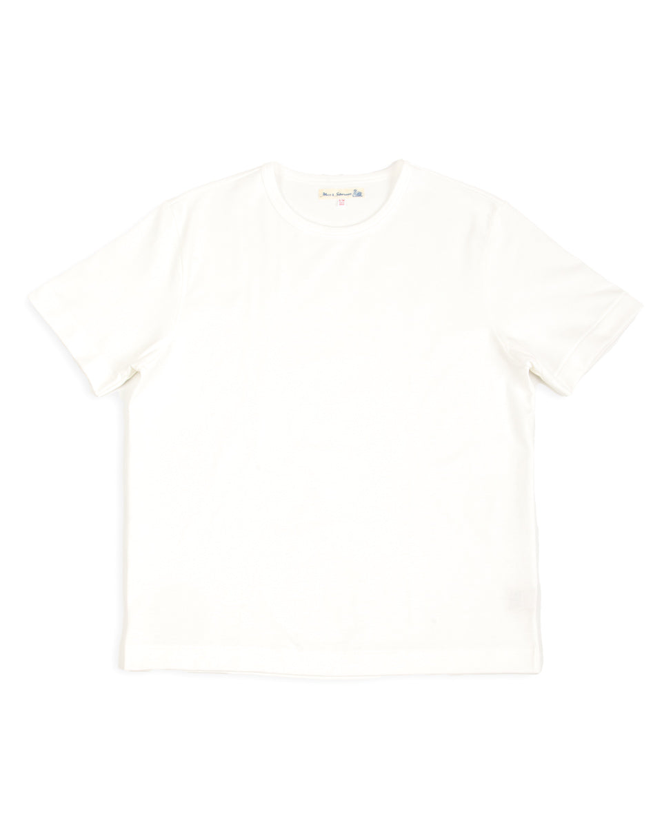 Merz b. Schwanen 2M15C Cropped Vintage Machine Jersey T-Shirt - White - Standard & Strange