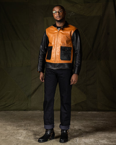 Attractions Horsehide A-1 Zip Jacket - Black / Brown - Standard & Strange