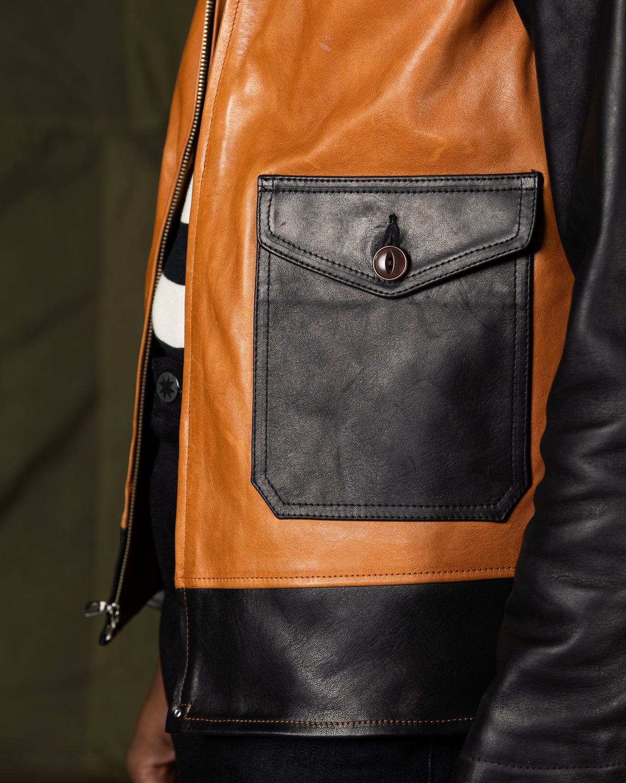 Attractions Horsehide A-1 Zip Jacket - Black / Brown - Standard & Strange