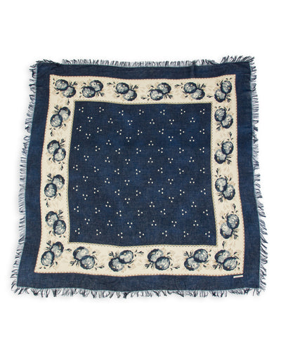 Kapital Bandanna BIG Fringed Stole (Persimmon) - Navy - Standard & Strange