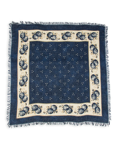 Kapital Bandanna BIG Fringed Stole (Persimmon) - Navy - Standard & Strange