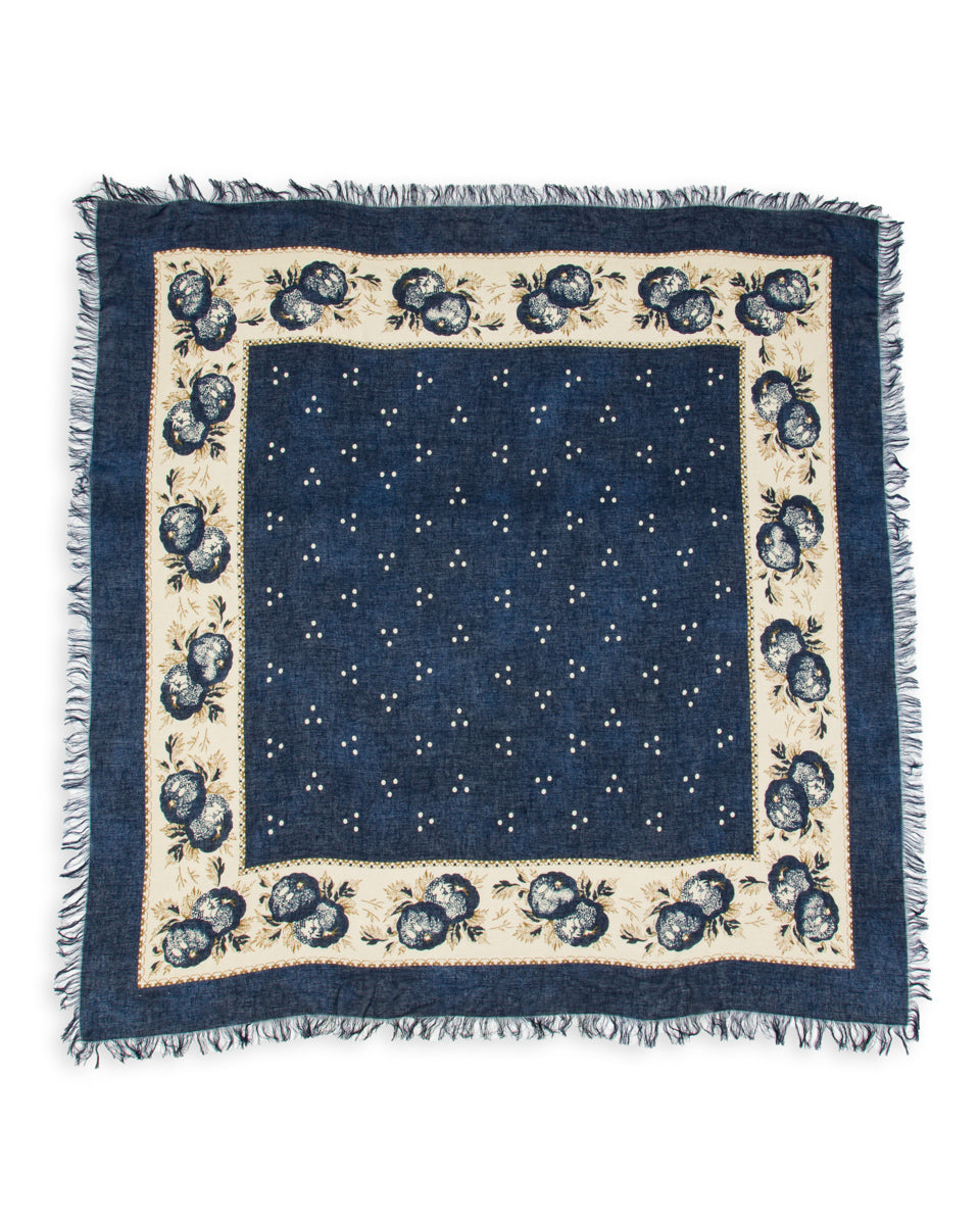 Kapital Bandanna BIG Fringed Stole (Persimmon) - Navy - Standard & Strange