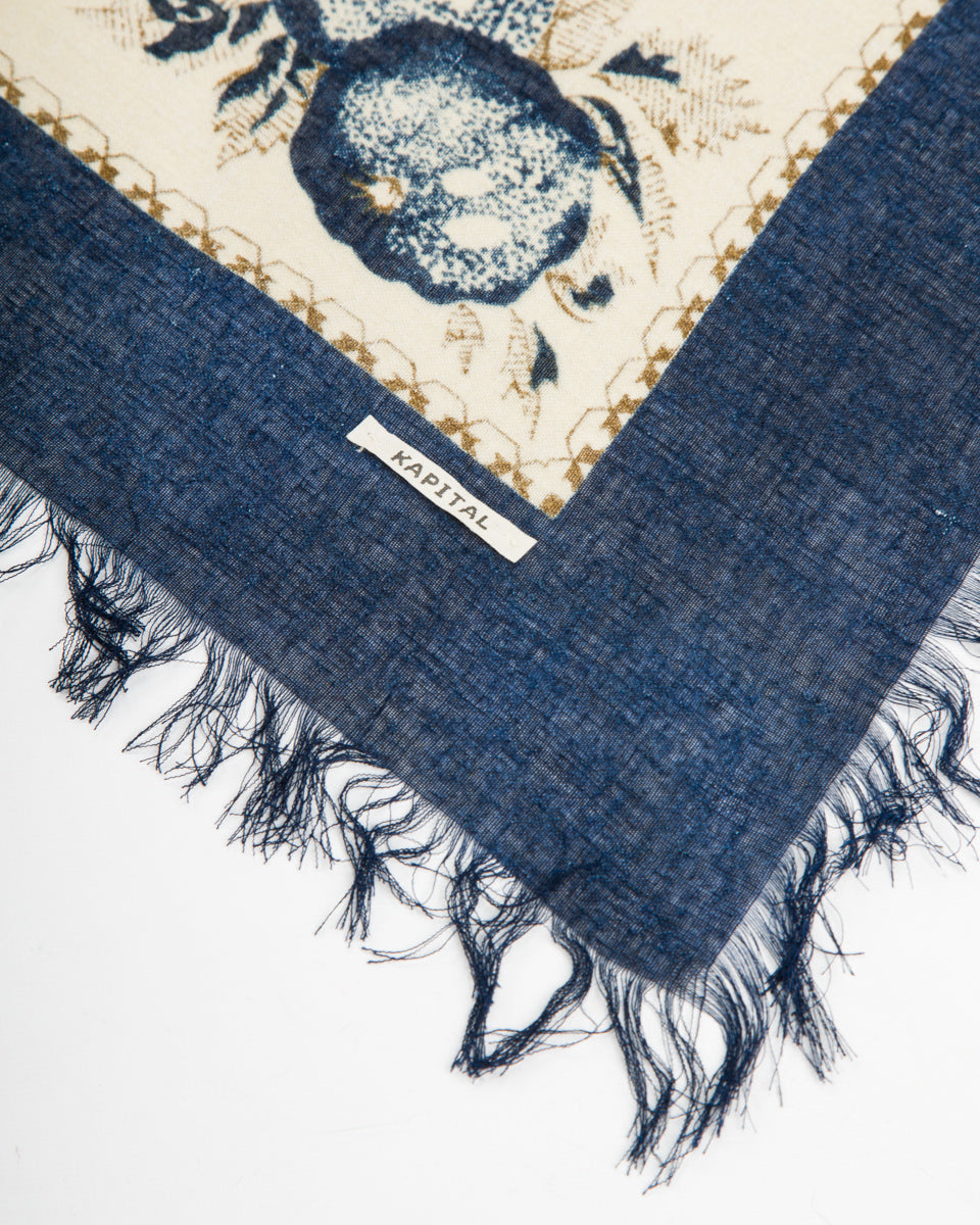 Kapital Bandanna BIG Fringed Stole (Persimmon) - Navy - Standard & Strange