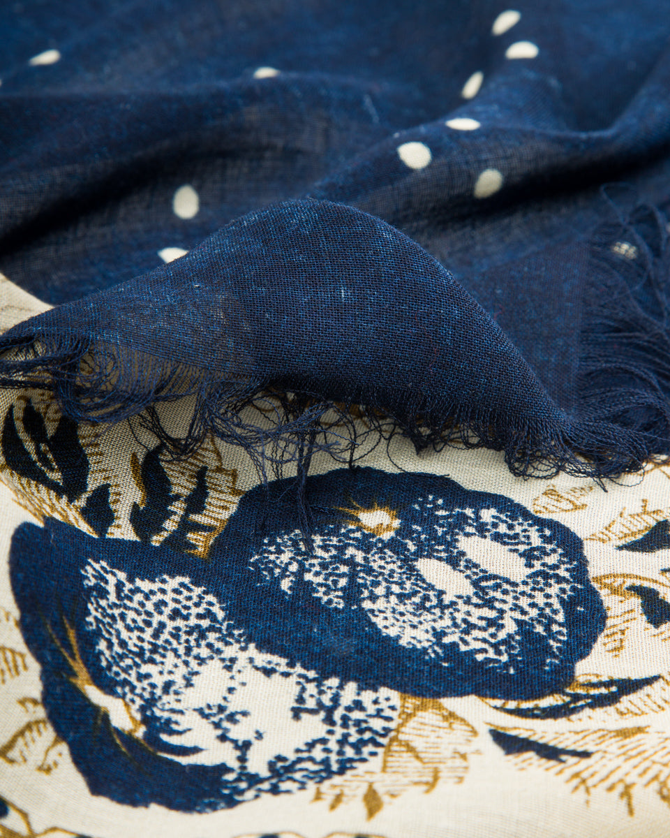 Kapital Bandanna BIG Fringed Stole (Persimmon) - Navy - Standard & Strange