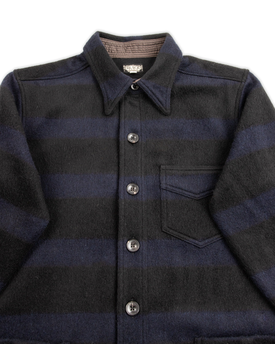 Black Sign 1930s Prison Border Pigpen Shirts - Deep Navy x Mat Black - Standard & Strange