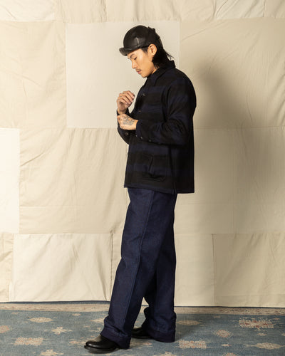 Black Sign 1930s Prison Border Pigpen Shirts - Deep Navy x Mat Black - Standard & Strange