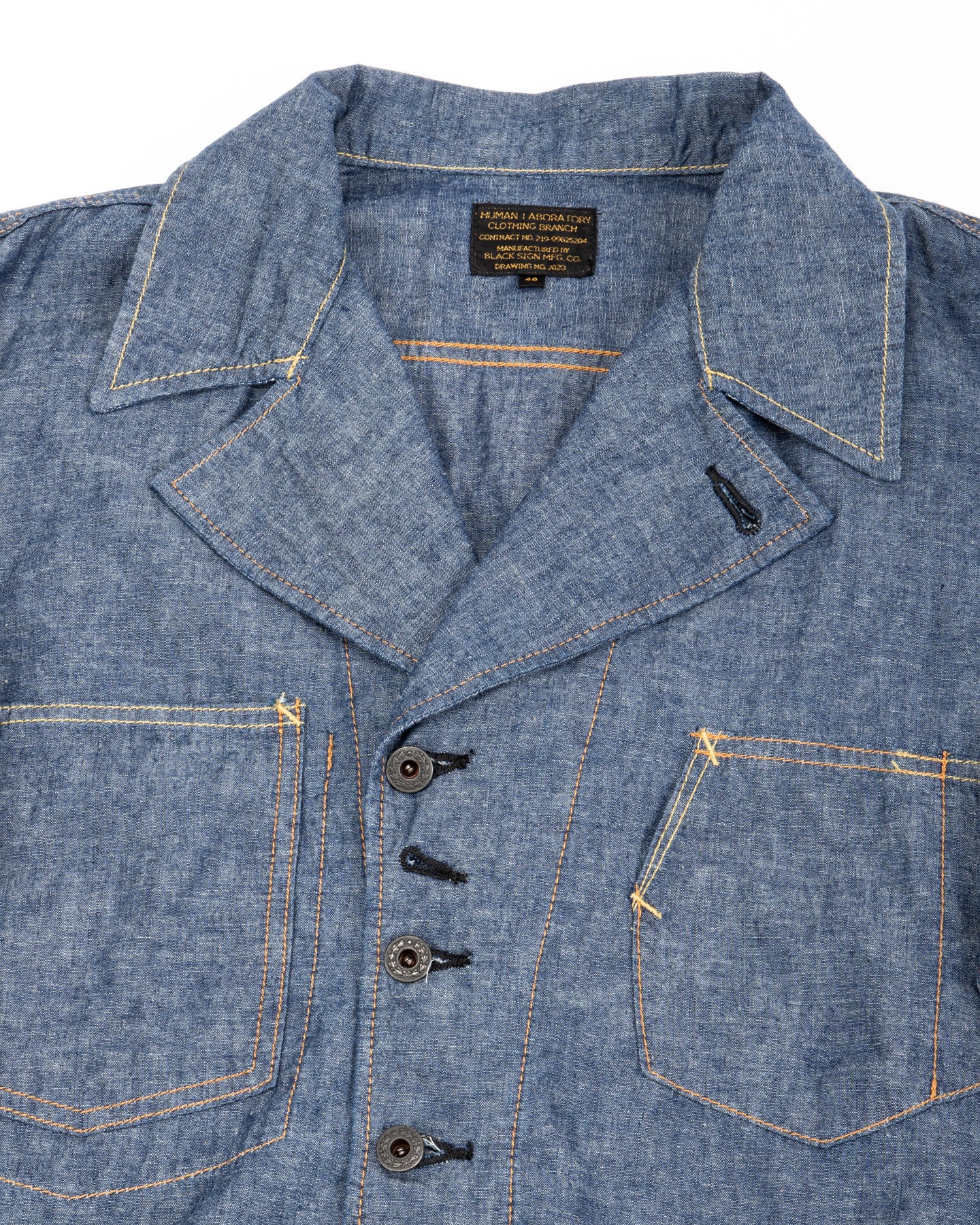Black Sign 1940s 5.5oz Selvage US Army Field Jacket - Indigo Chambray - Standard & Strange