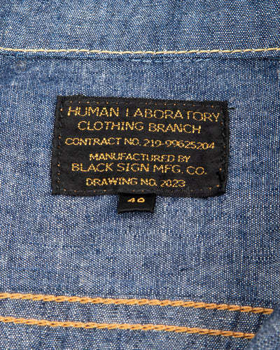 Black Sign 1940s 5.5oz Selvage US Army Field Jacket - Indigo Chambray - Standard & Strange