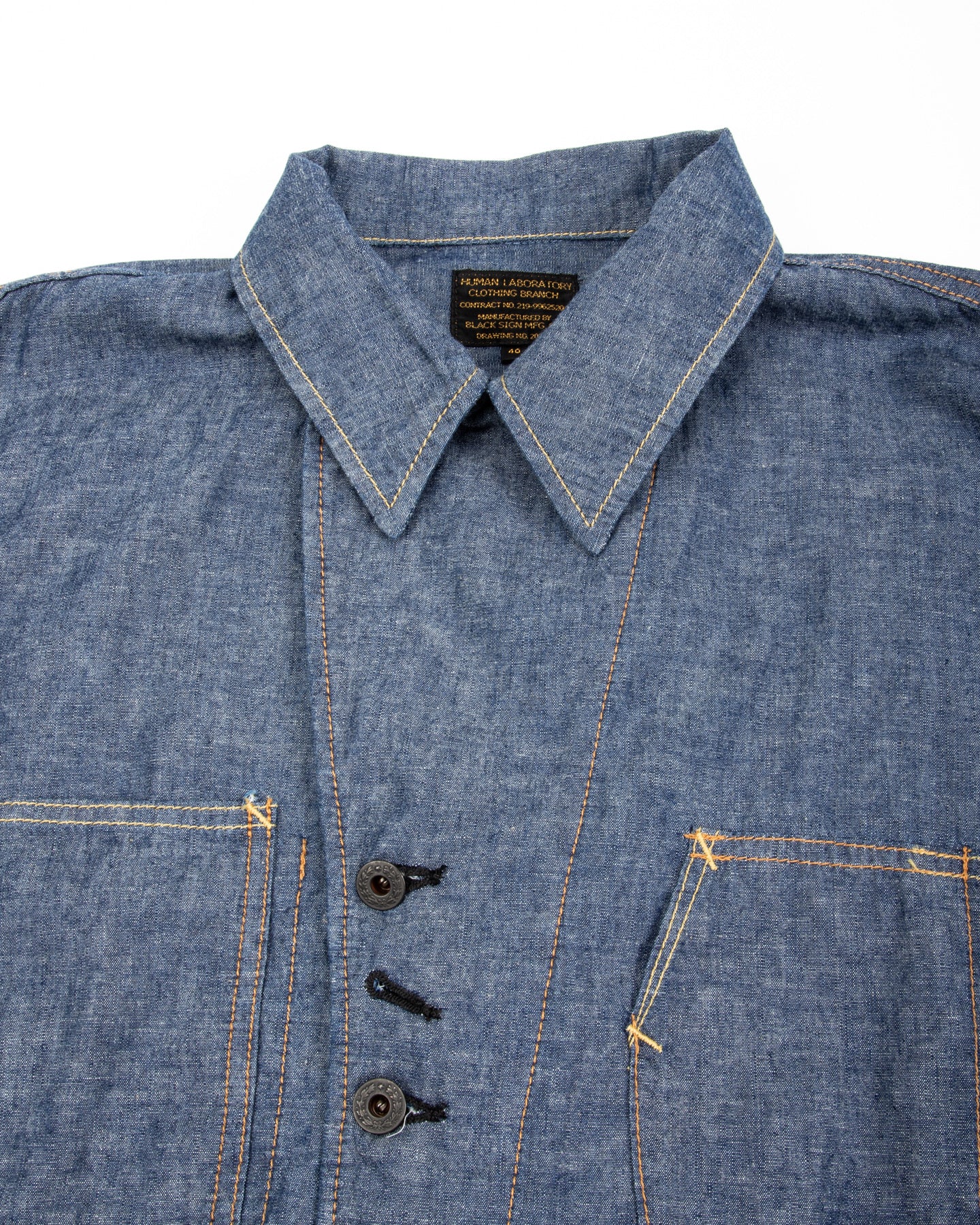Black Sign 1940s 5.5oz Selvage US Army Field Jacket - Indigo Chambray - Standard & Strange