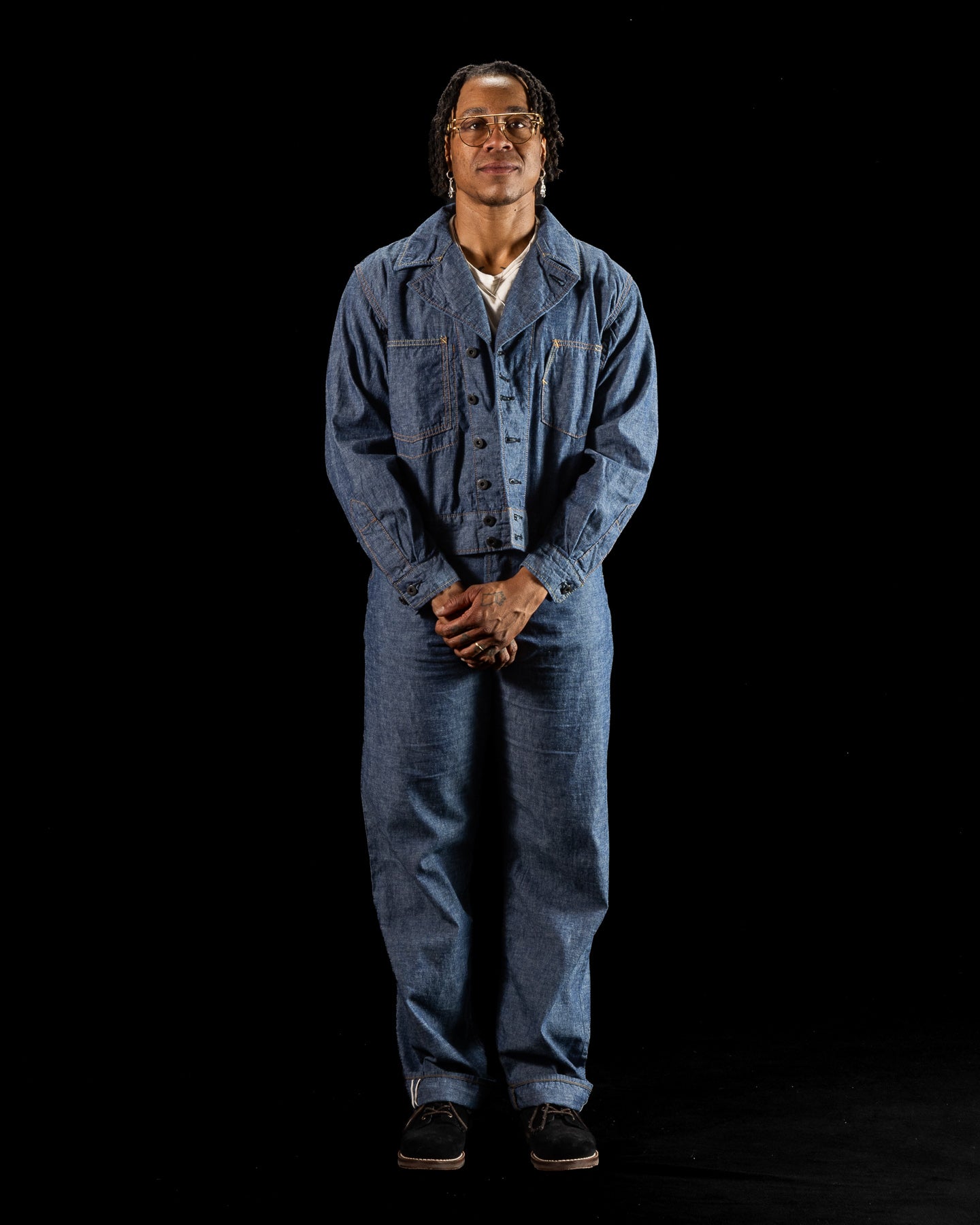 Black Sign 1940s 5.5oz Selvage US Army Field Jacket - Indigo Chambray - Standard & Strange