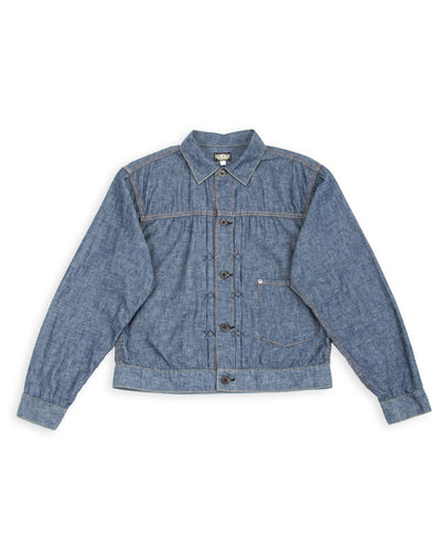 Black Sign 5.5oz Selvage Chambray Pleats Jacket - Indigo Chambray - Standard & Strange