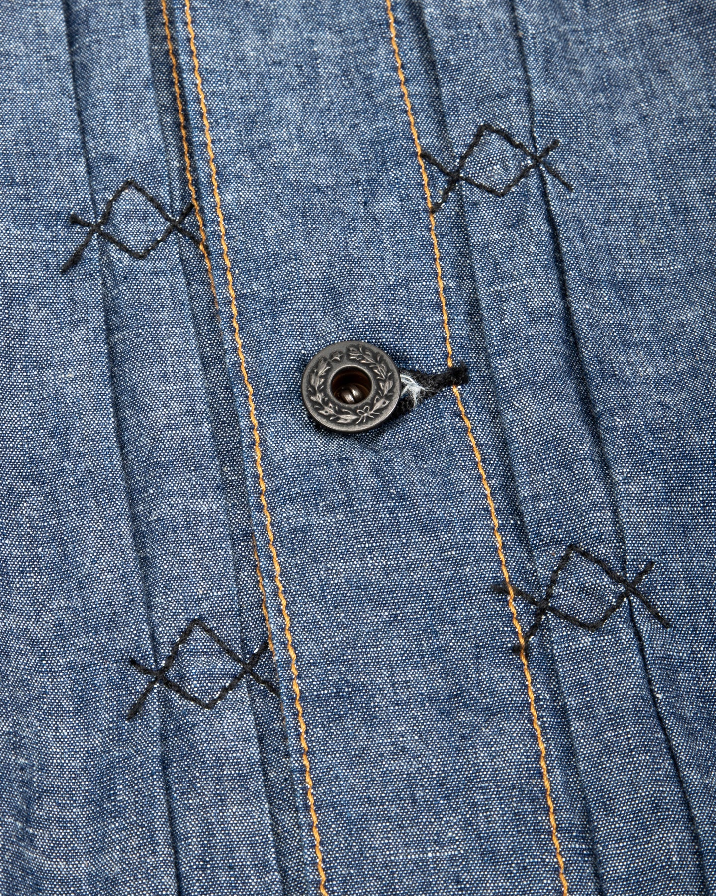 Black Sign 5.5oz Selvage Chambray Pleats Jacket - Indigo Chambray - Standard & Strange