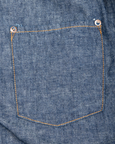 Black Sign 5.5oz Selvage Chambray Pleats Jacket - Indigo Chambray - Standard & Strange