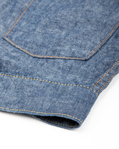 Black Sign 5.5oz Selvage Chambray Pleats Jacket - Indigo Chambray - Standard & Strange