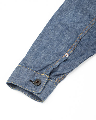 Black Sign 5.5oz Selvage Chambray Pleats Jacket - Indigo Chambray - Standard & Strange