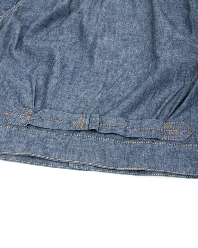 Black Sign 5.5oz Selvage Chambray Pleats Jacket - Indigo Chambray - Standard & Strange