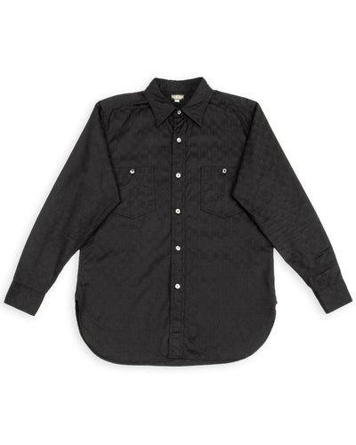 Black Sign Fine Pattern Jacquard Open Pocket Work Shirt - Midnight Black - Standard & Strange