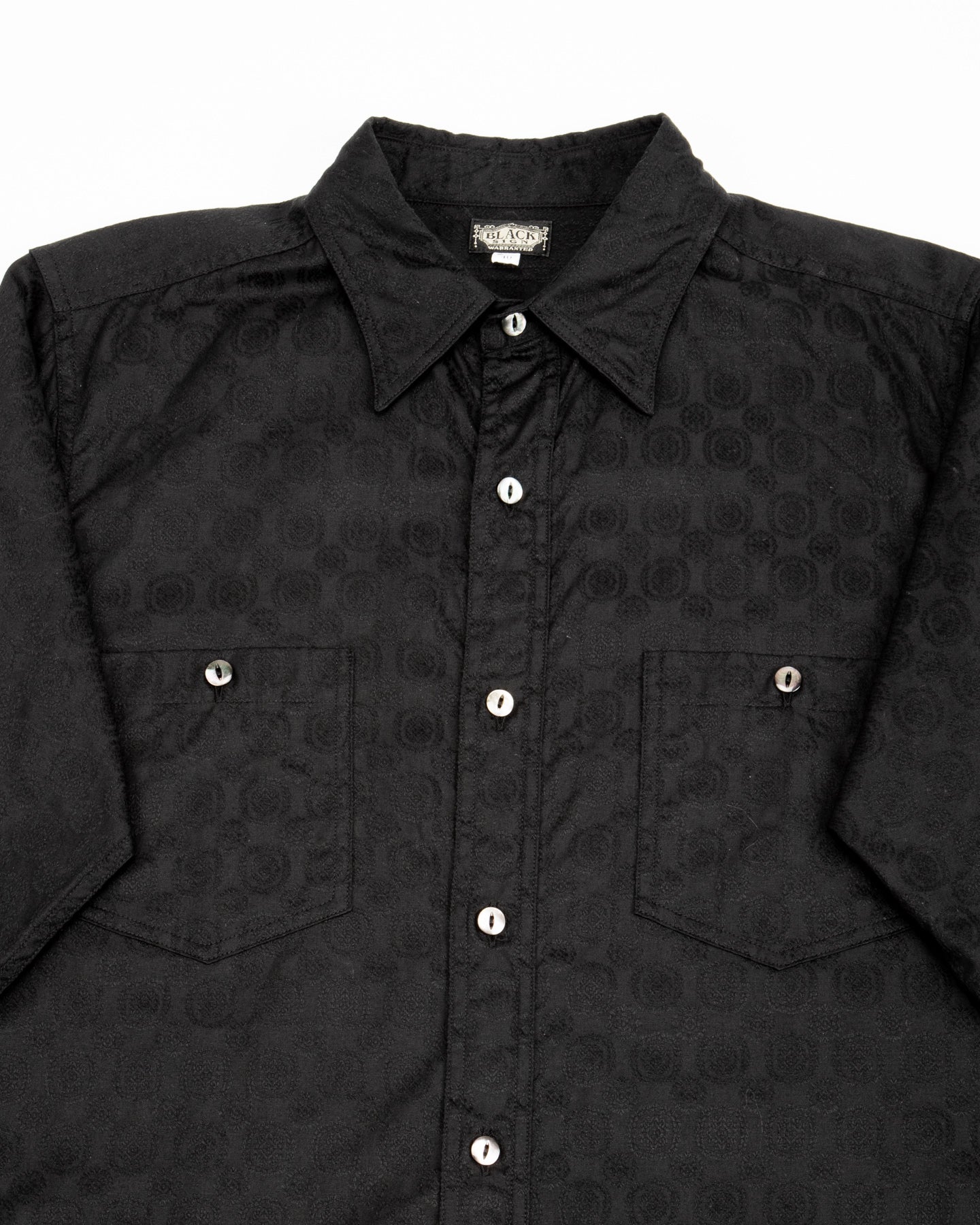Black Sign Fine Pattern Jacquard Open Pocket Work Shirt - Midnight Black - Standard & Strange