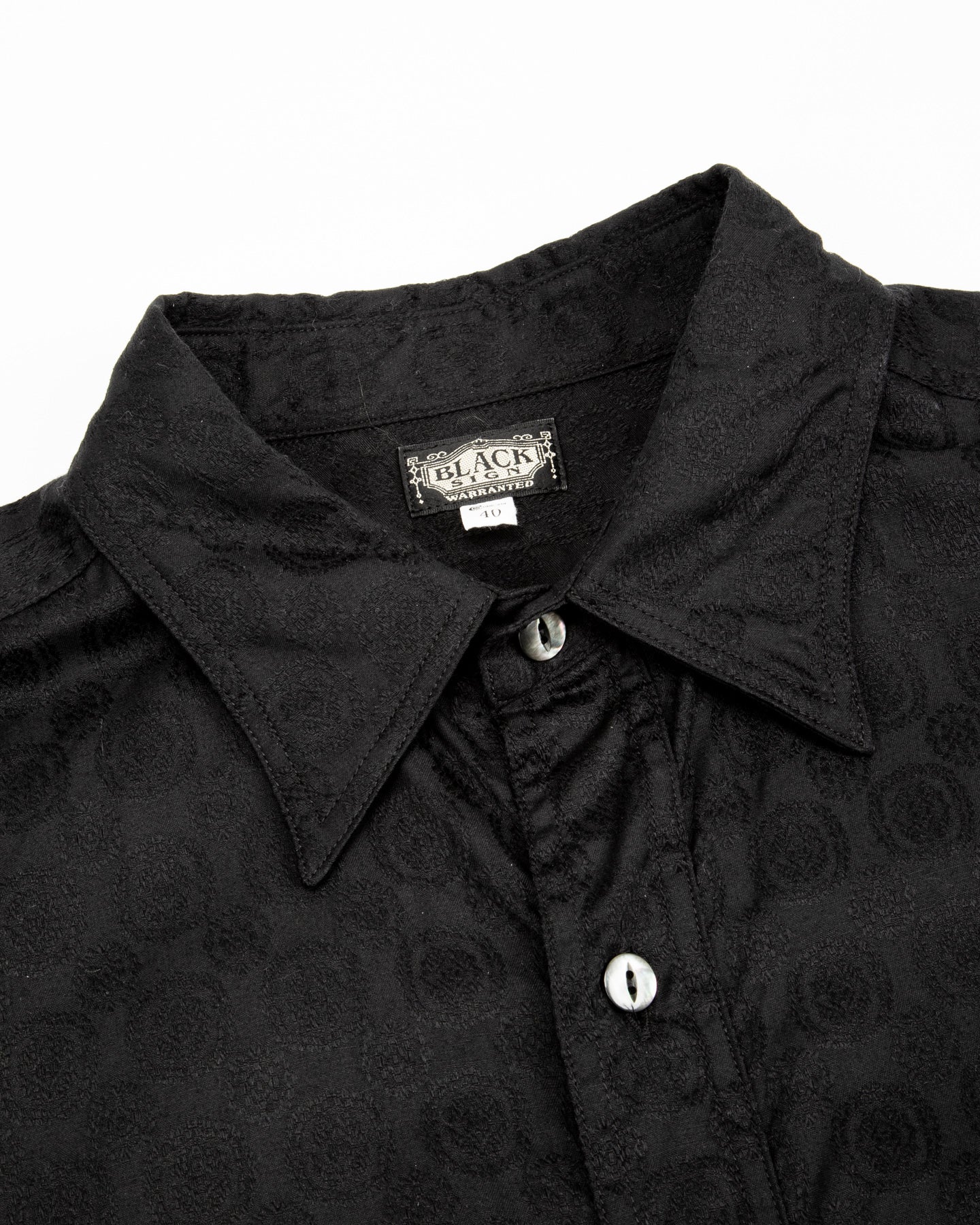 Black Sign Fine Pattern Jacquard Open Pocket Work Shirt - Midnight Black - Standard & Strange