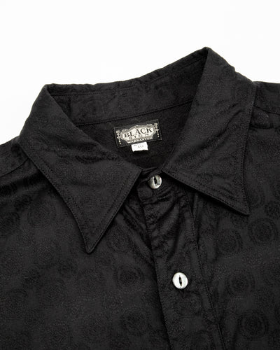 Black Sign Fine Pattern Jacquard Open Pocket Work Shirt - Midnight Black - Standard & Strange