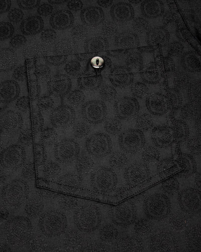 Black Sign Fine Pattern Jacquard Open Pocket Work Shirt - Midnight Black - Standard & Strange