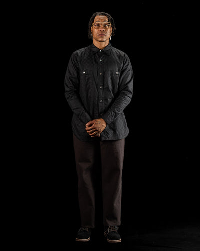 Black Sign Fine Pattern Jacquard Open Pocket Work Shirt - Midnight Black - Standard & Strange