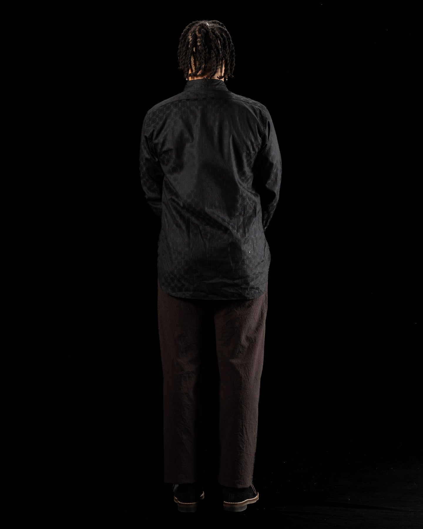 Black Sign Fine Pattern Jacquard Open Pocket Work Shirt - Midnight Black - Standard & Strange